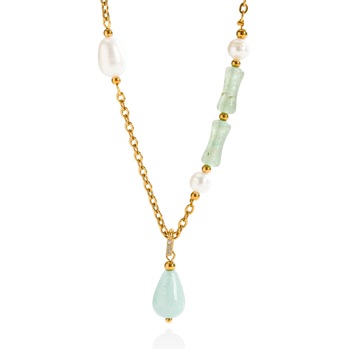 Freshwater Pearl & Natural Stone Pendant Necklace