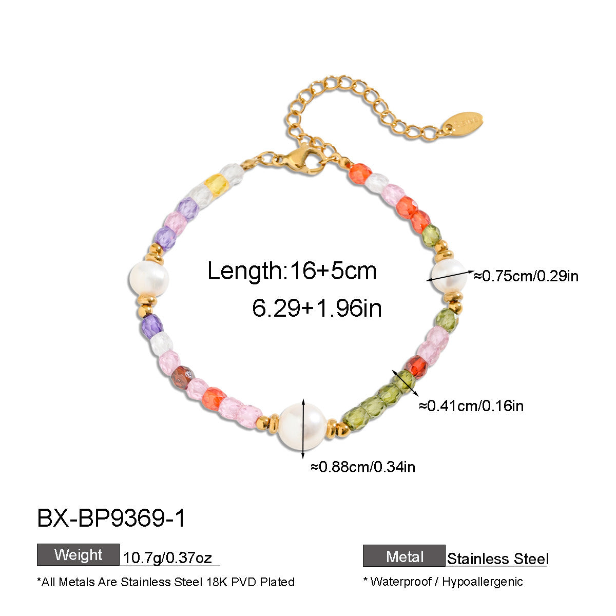 Freshwater Pearl & Coloured Zircon Bracelet