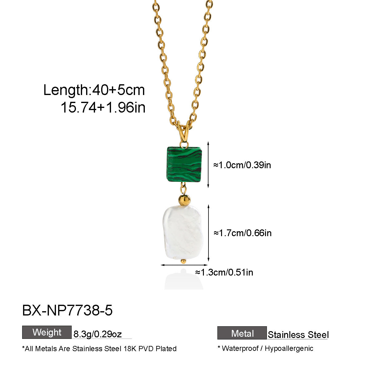 Freshwater Pearl & Coloured Stone Pendant Necklace - Purlstique