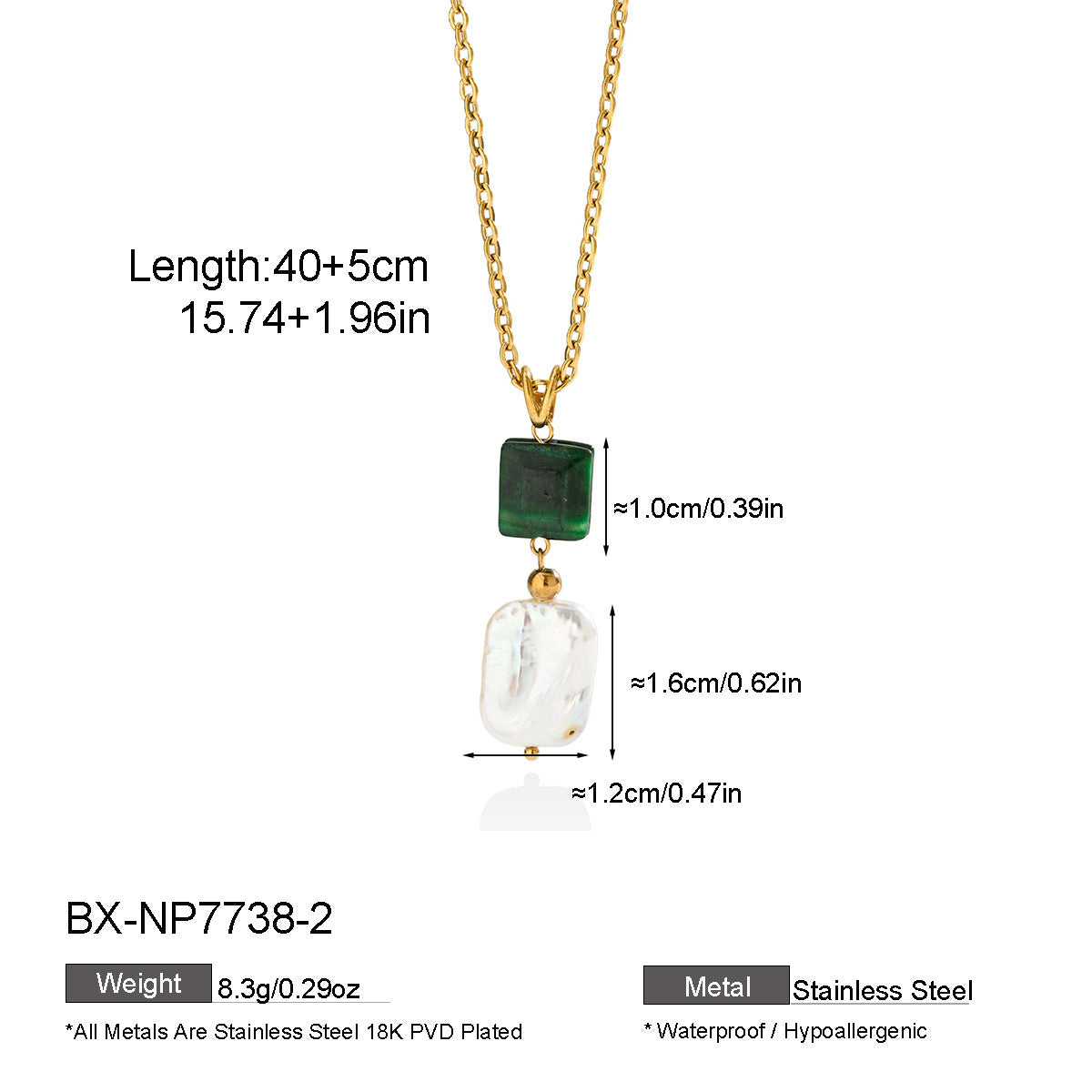 Freshwater Pearl & Coloured Stone Pendant Necklace - Purlstique