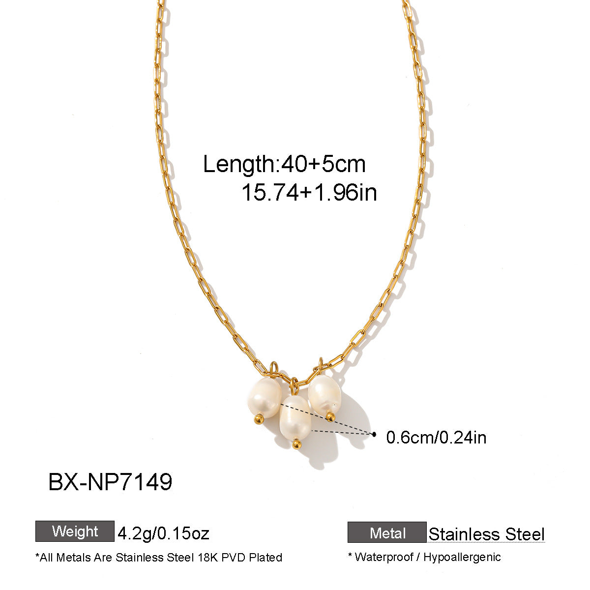 Freshwater Pearl Gold-Tone Chain Necklace - Purlstique
