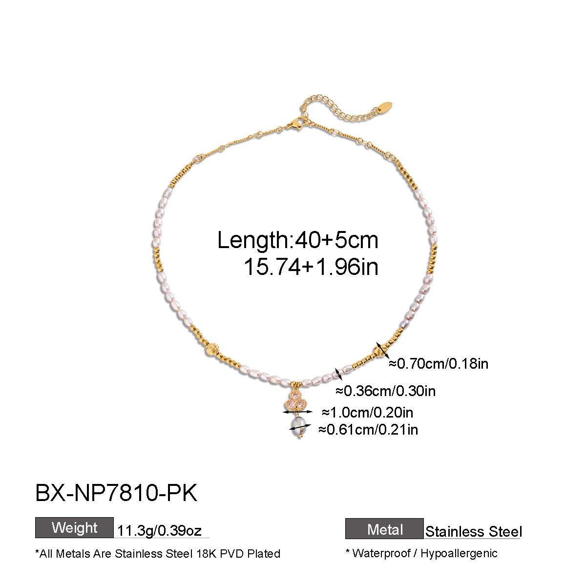Freshwater Pearl & Zircon Floral Pendant Necklace - Purlstique