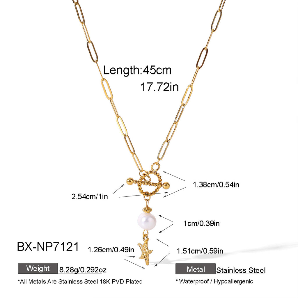 Freshwater Pearl & Sea-Inspired Pendant Necklace