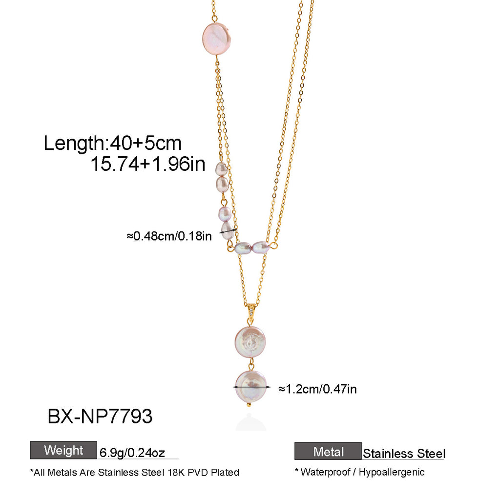 Freshwater Pearl Double-Layer Chain Necklace