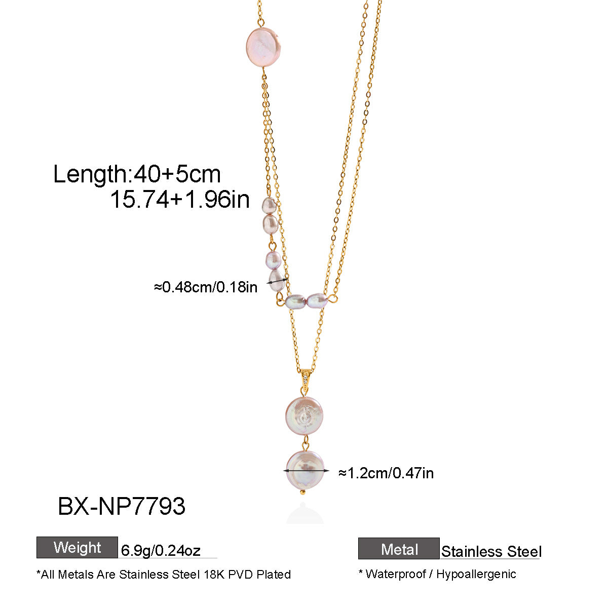 Freshwater Pearl Double-Layer Chain Necklace
