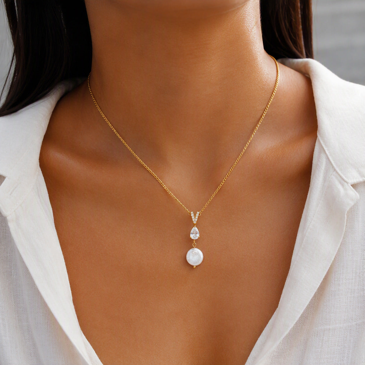 Freshwater Pearl Charm Pendant Necklace
