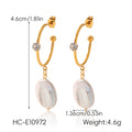 Sculptural Freshwater Pearl Drop Earrings in Gold-Tone Stainless Steel