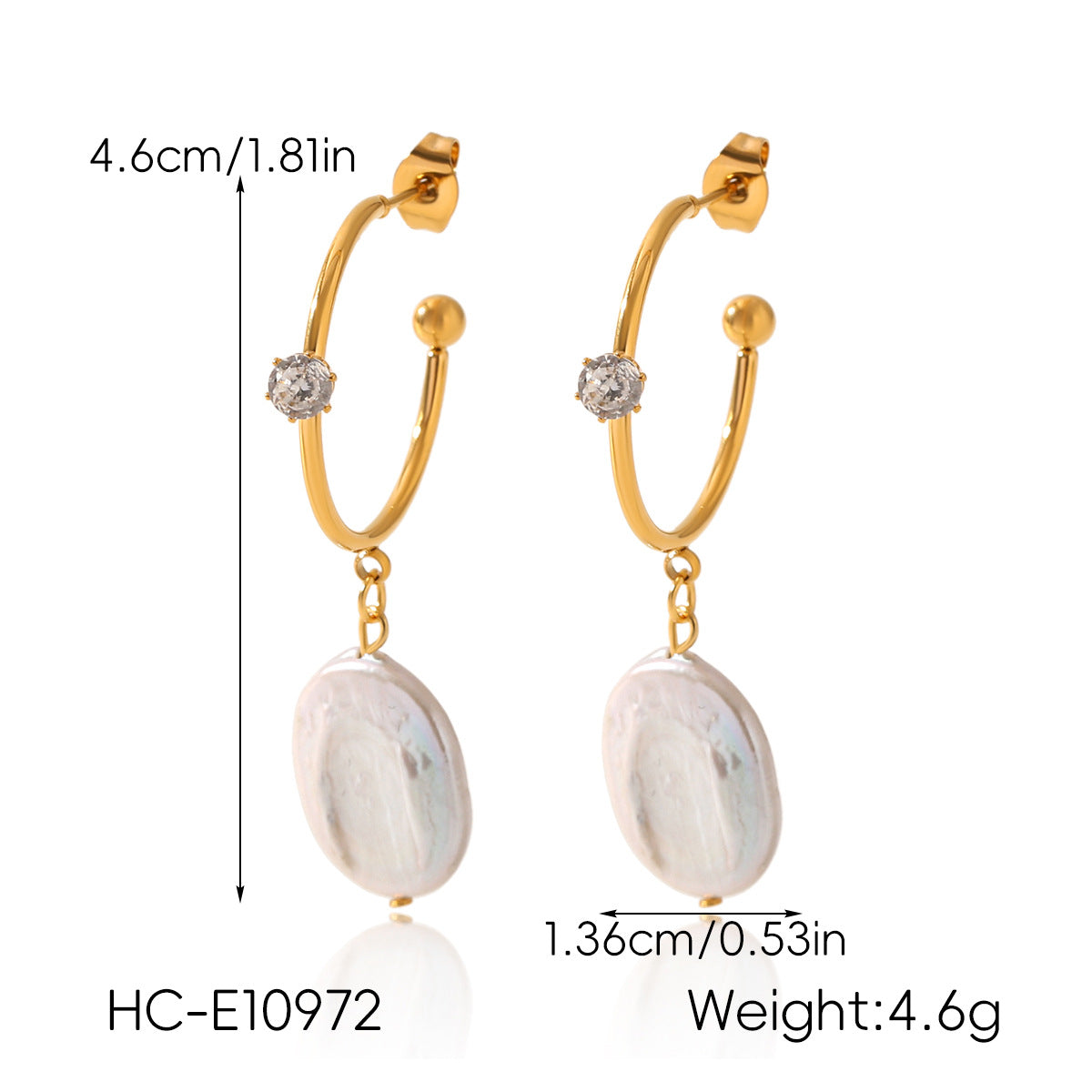Sculptural Freshwater Pearl Drop Earrings in Gold-Tone Stainless Steel