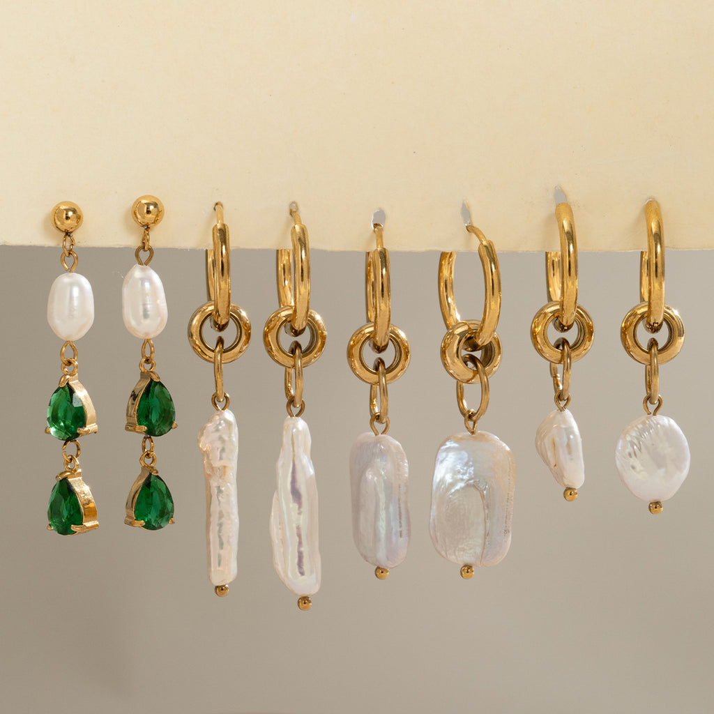 Freshwater Pearl Drop Earrings in 18K Gold-Plated Stainless Steel