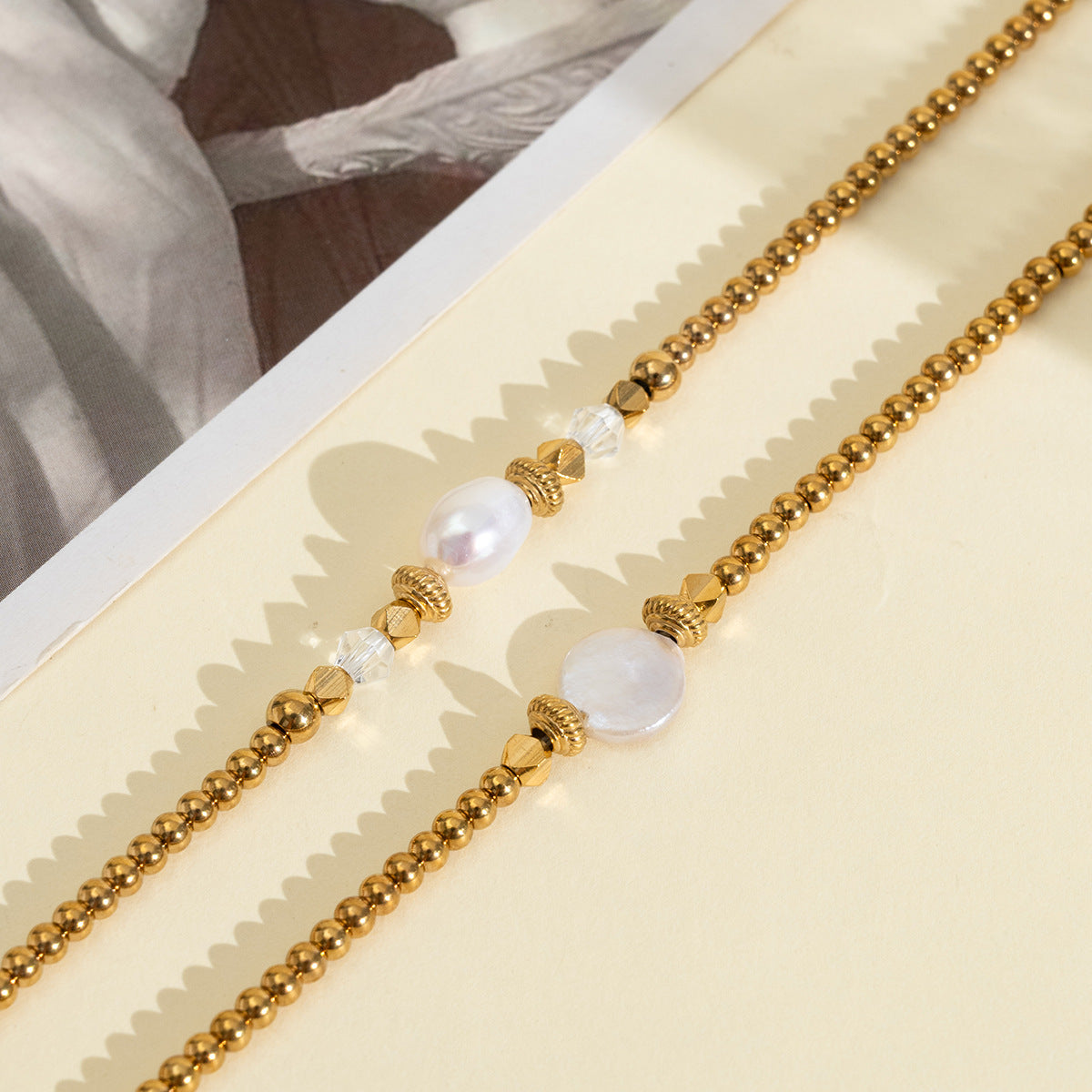 Baroque & Freshwater Pearl & Gold-Tone Beaded Bracelet