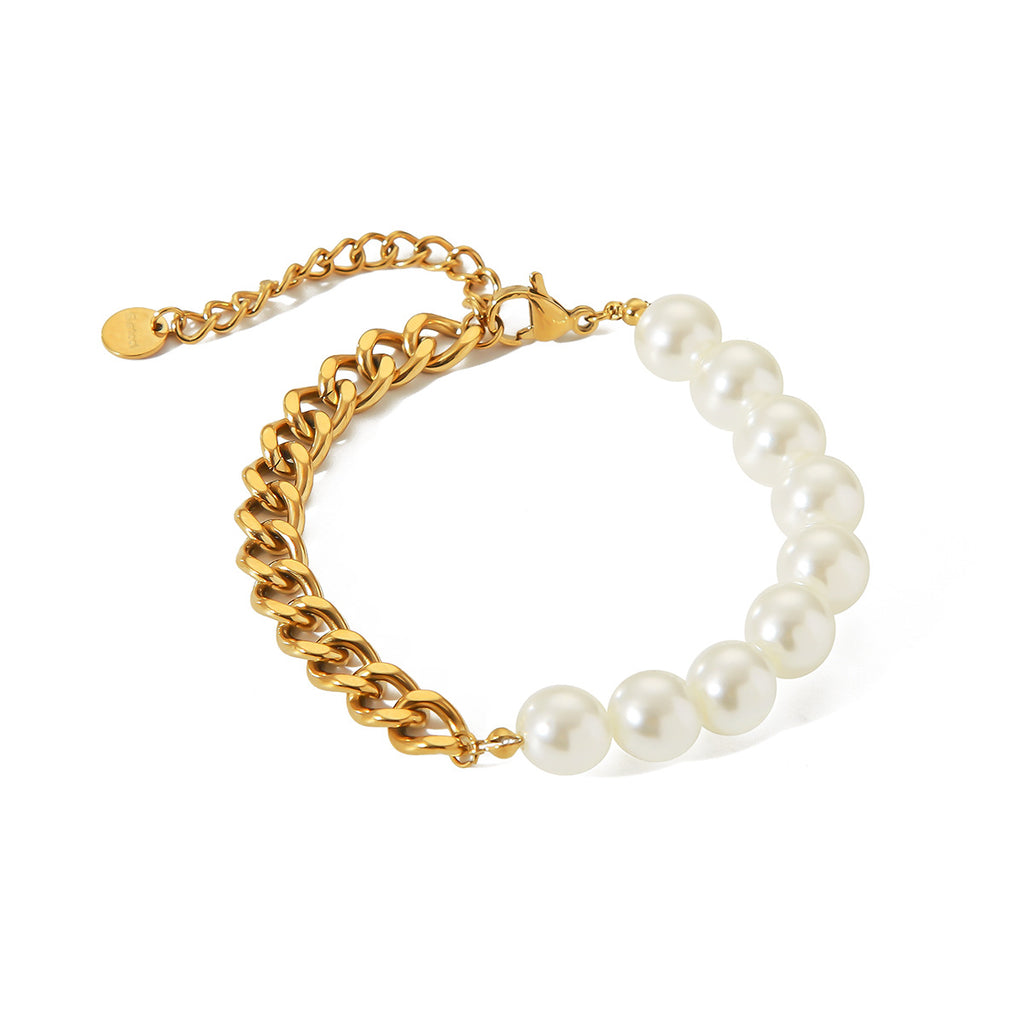 Freshwater Pearl & Gold-Tone Stainless Steel Bracelet