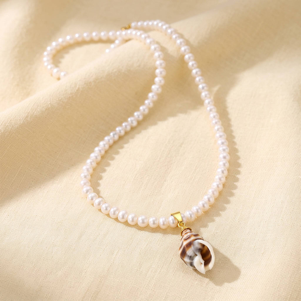 Freshwater Pearl & Sea-Inspired Pendant Necklace