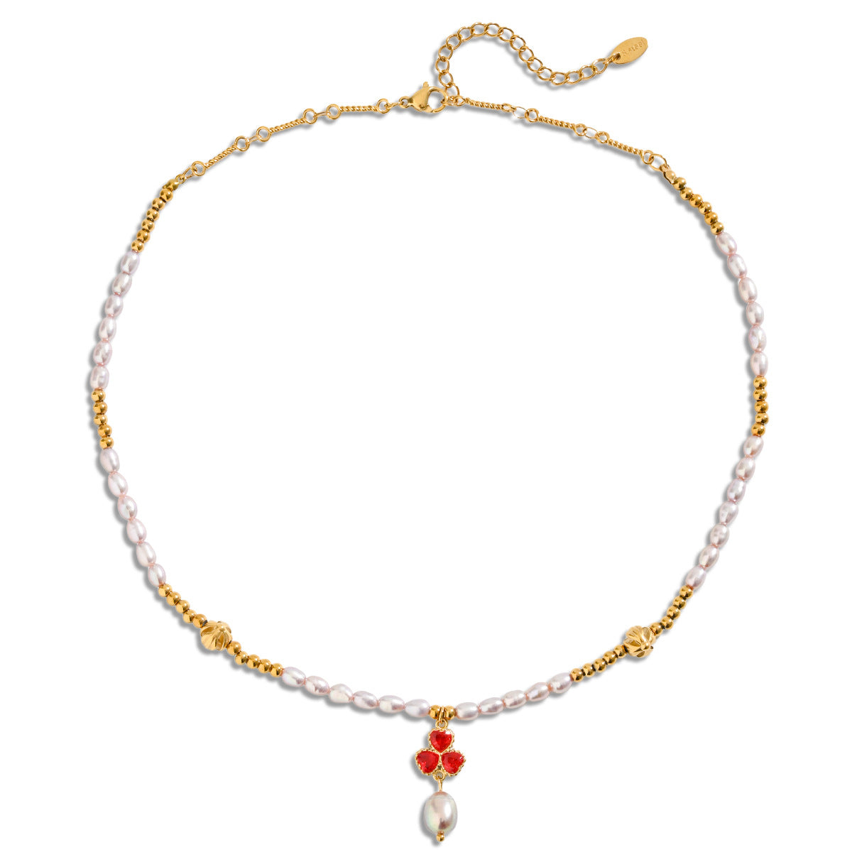 Freshwater Pearl & Zircon Floral Pendant Necklace