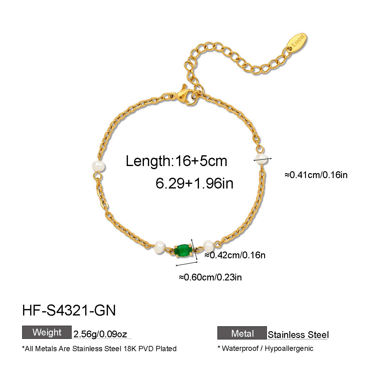 Freshwater Pearl & Oval Zircon Bracelet - Purlstique