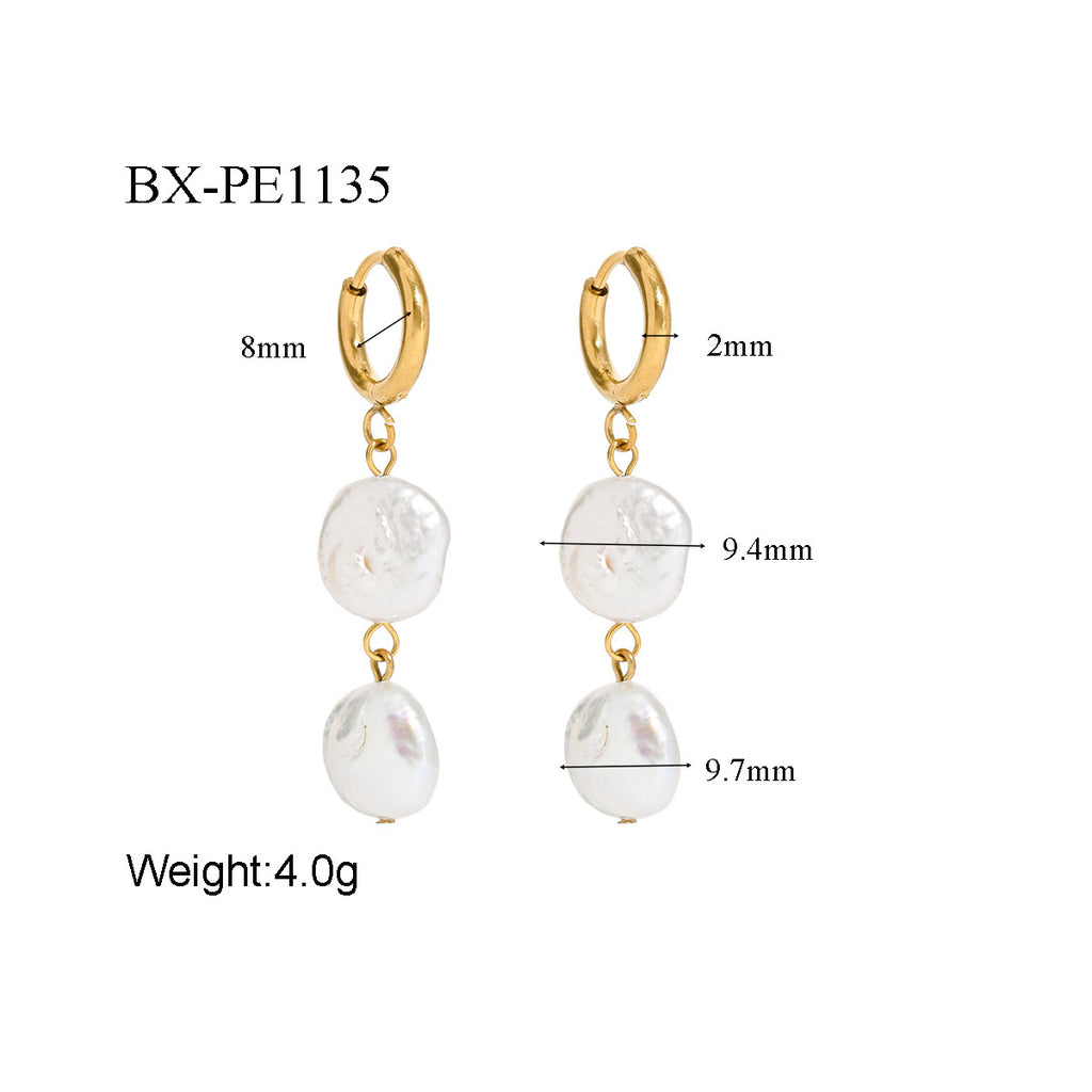 Freshwater Pearl Hoop Drop Earrings