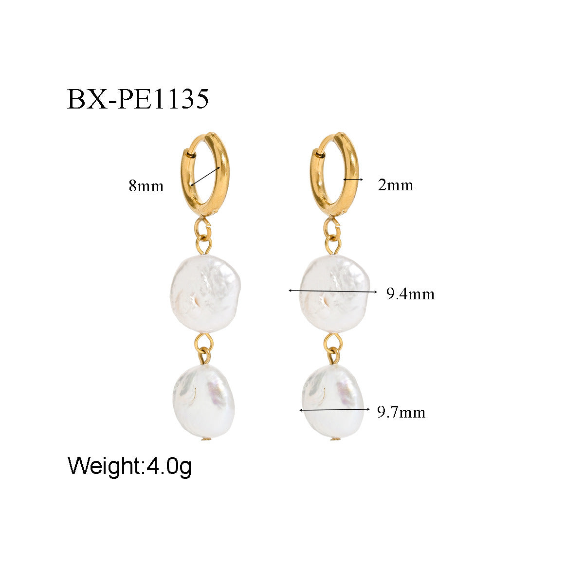 Freshwater Pearl Hoop Drop Earrings