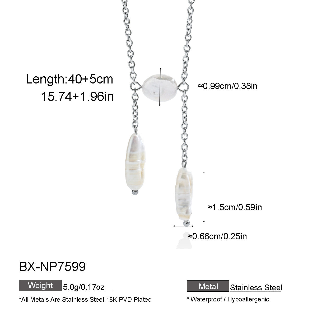 Freshwater Pearl Silver-Tone Chain Necklace - Purlstique