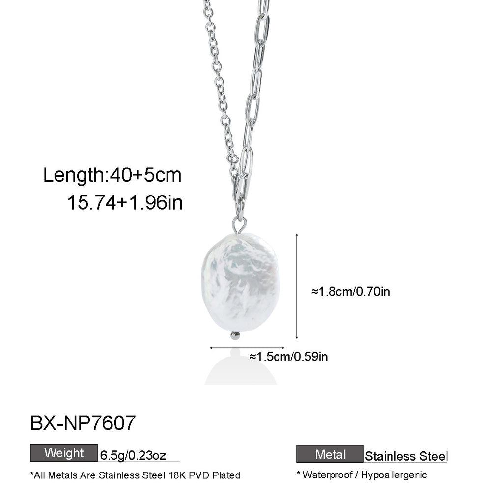 Irregular Freshwater Pearl Silver-Tone Necklace