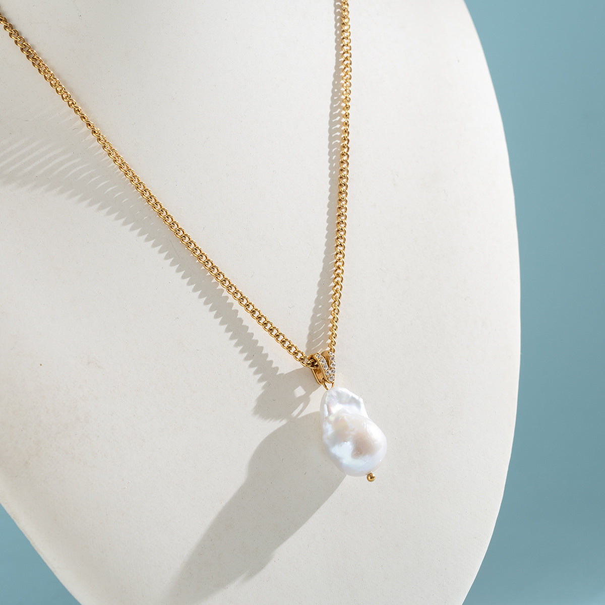 Baroque Freshwater Pearl & Zircon Pendant Necklace