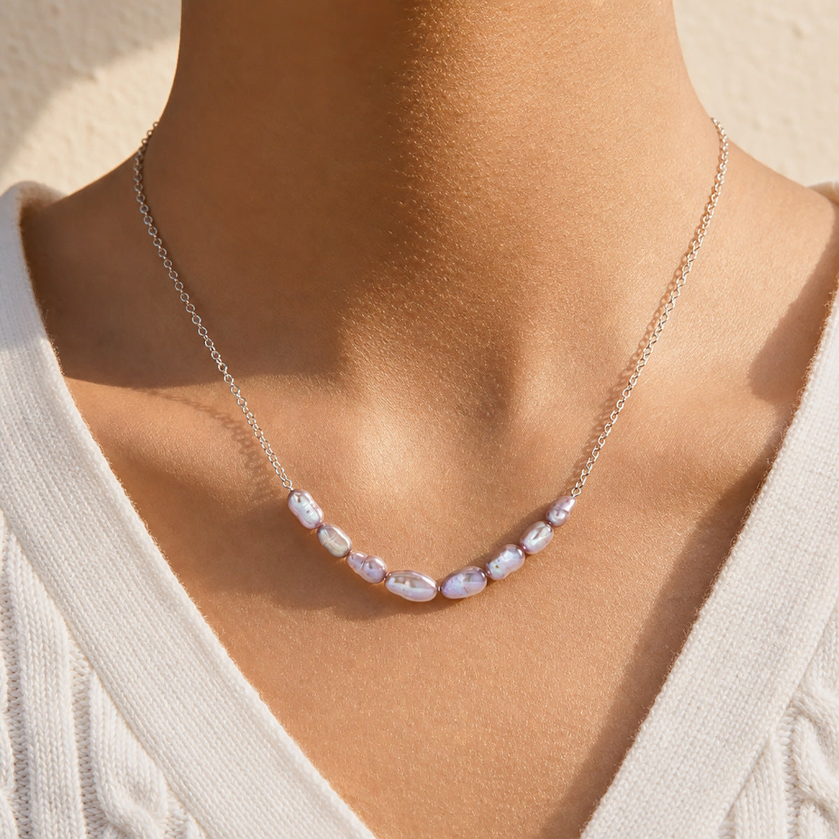 Freshwater Pearl Silver-Tone Chain Necklace
