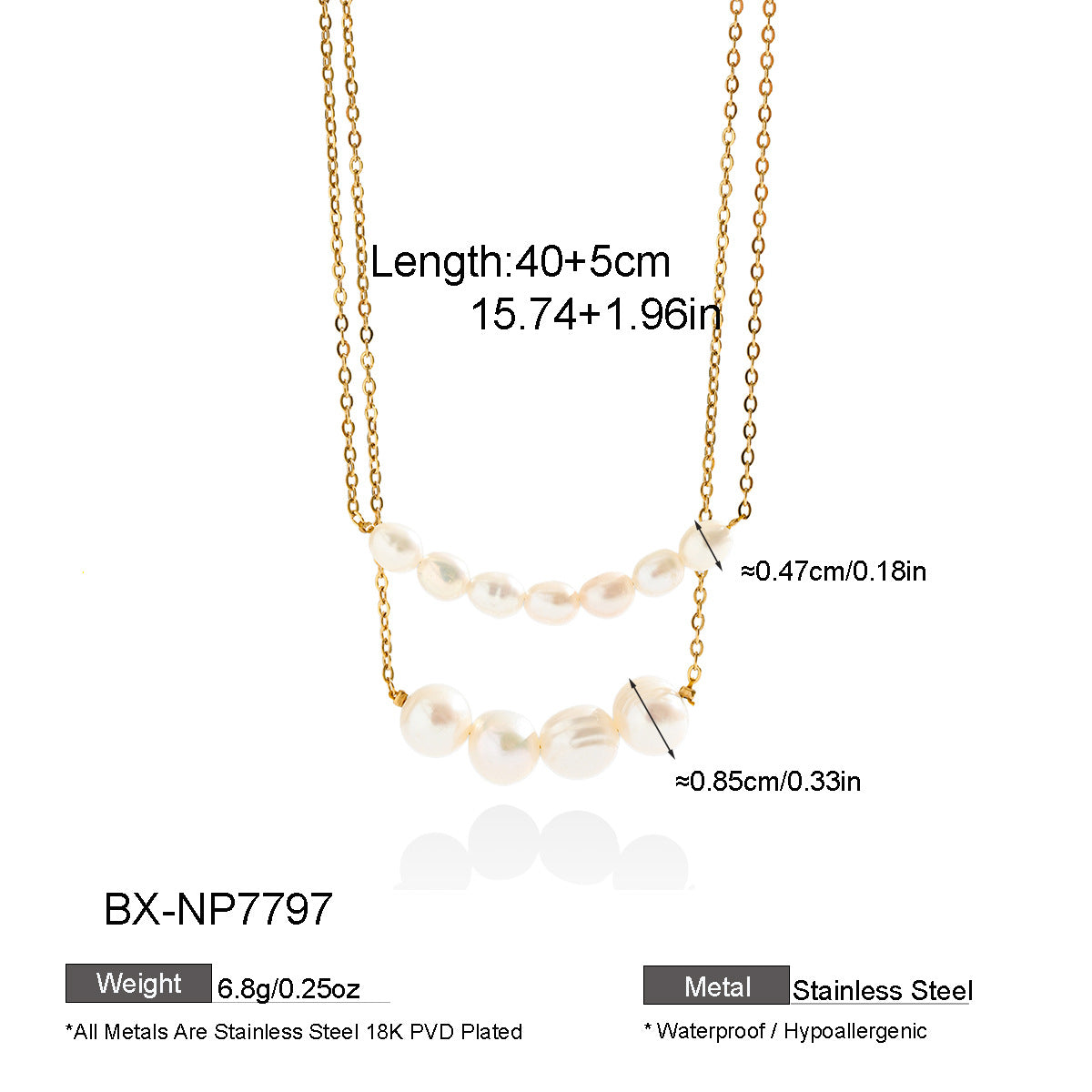 Freshwater Pearl Double-Layer Chain Necklace - Purlstique