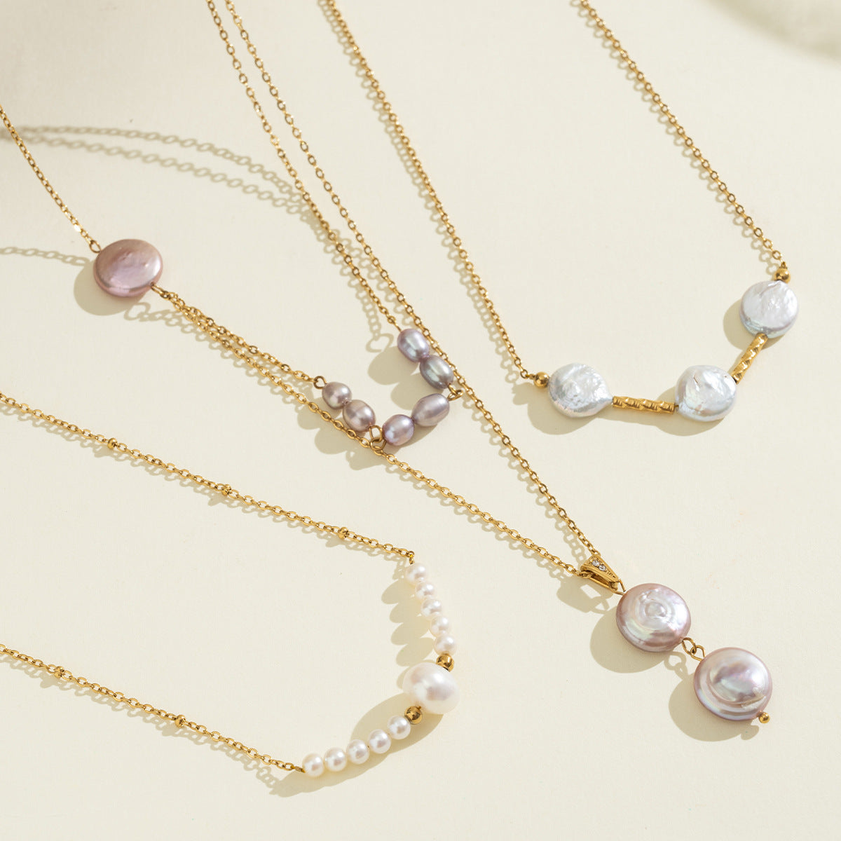 Freshwater Pearl Double-Layer Chain Necklace