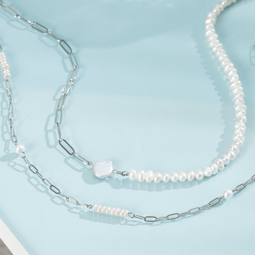 Freshwater Pearl Silver-Tone Layered Necklace