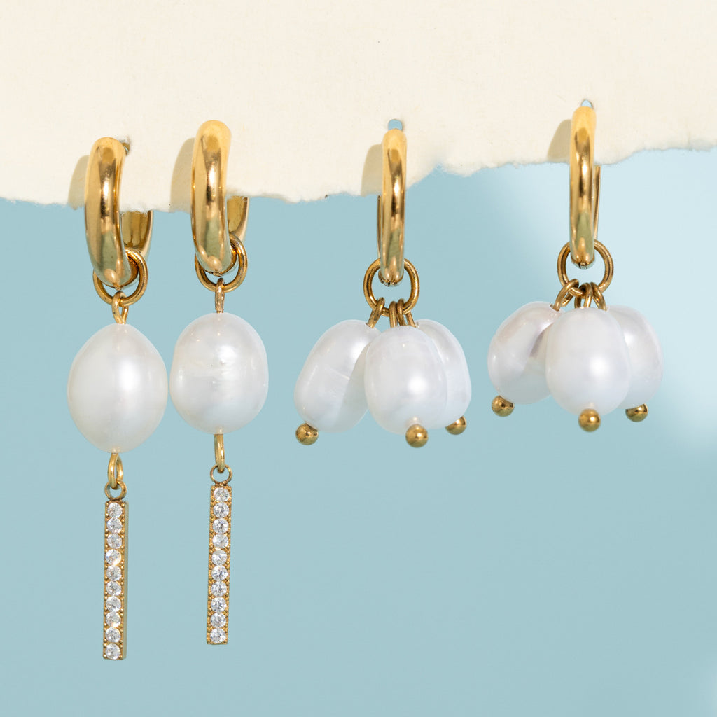Freshwater Pearl Hoop Drop Earrings