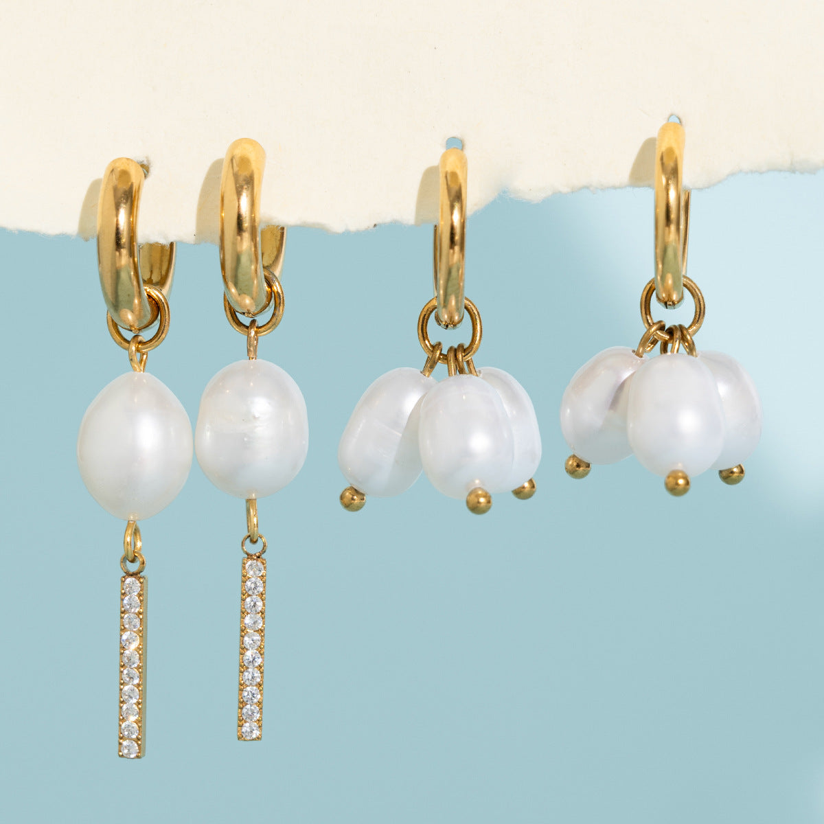 Freshwater Pearl Hoop Drop Earrings
