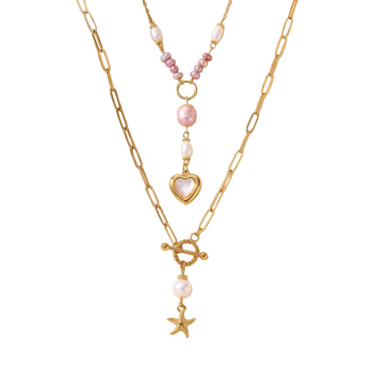 Freshwater Pearl & Sea-Inspired Pendant Necklace