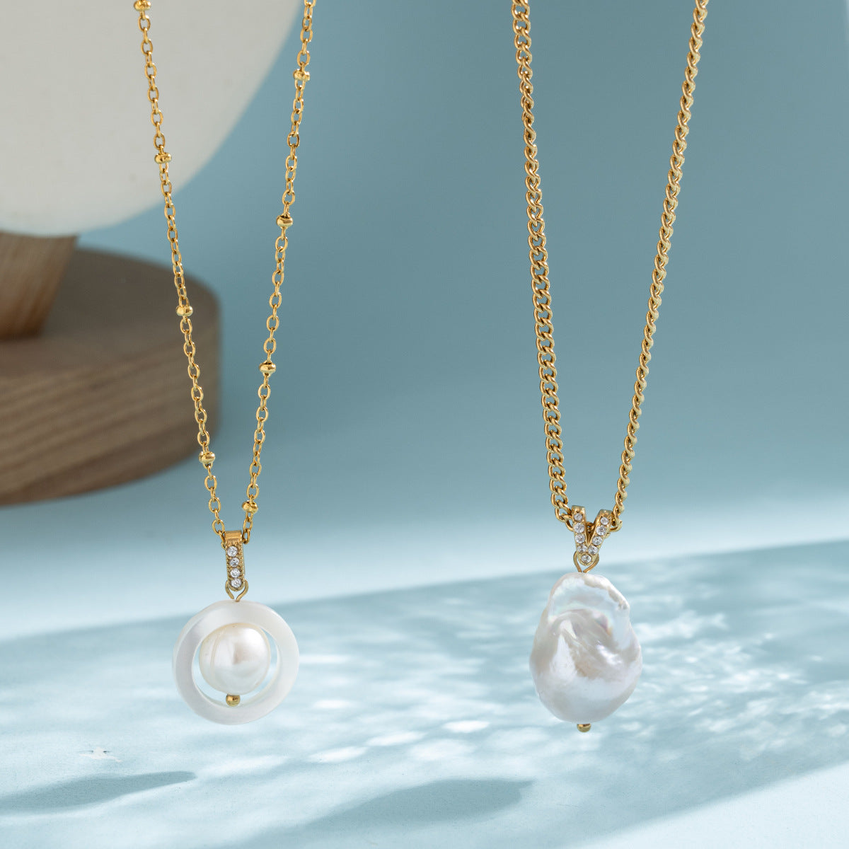 Baroque Freshwater Pearl & Zircon Pendant Necklace