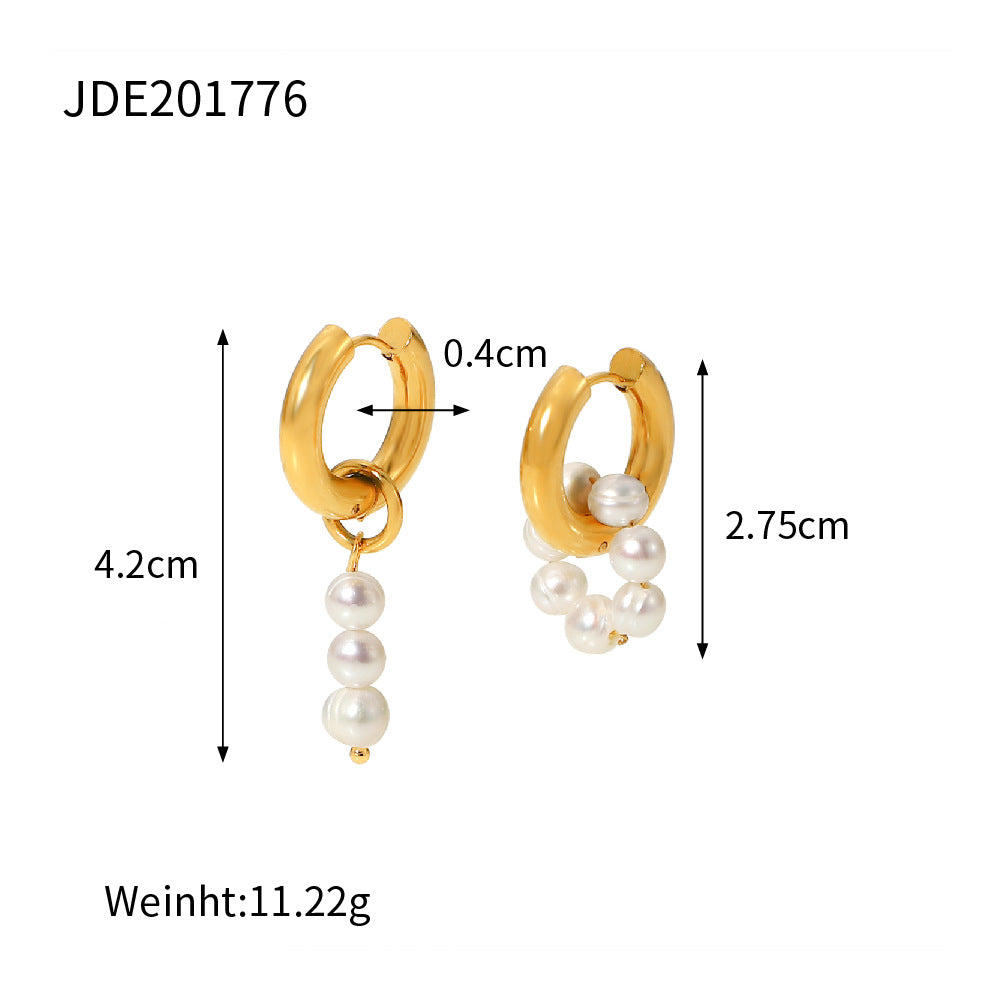 Mother-of-Pearl & Freshwater Pearl Necklace  18K PVD Gold-Plated Stainless Steel