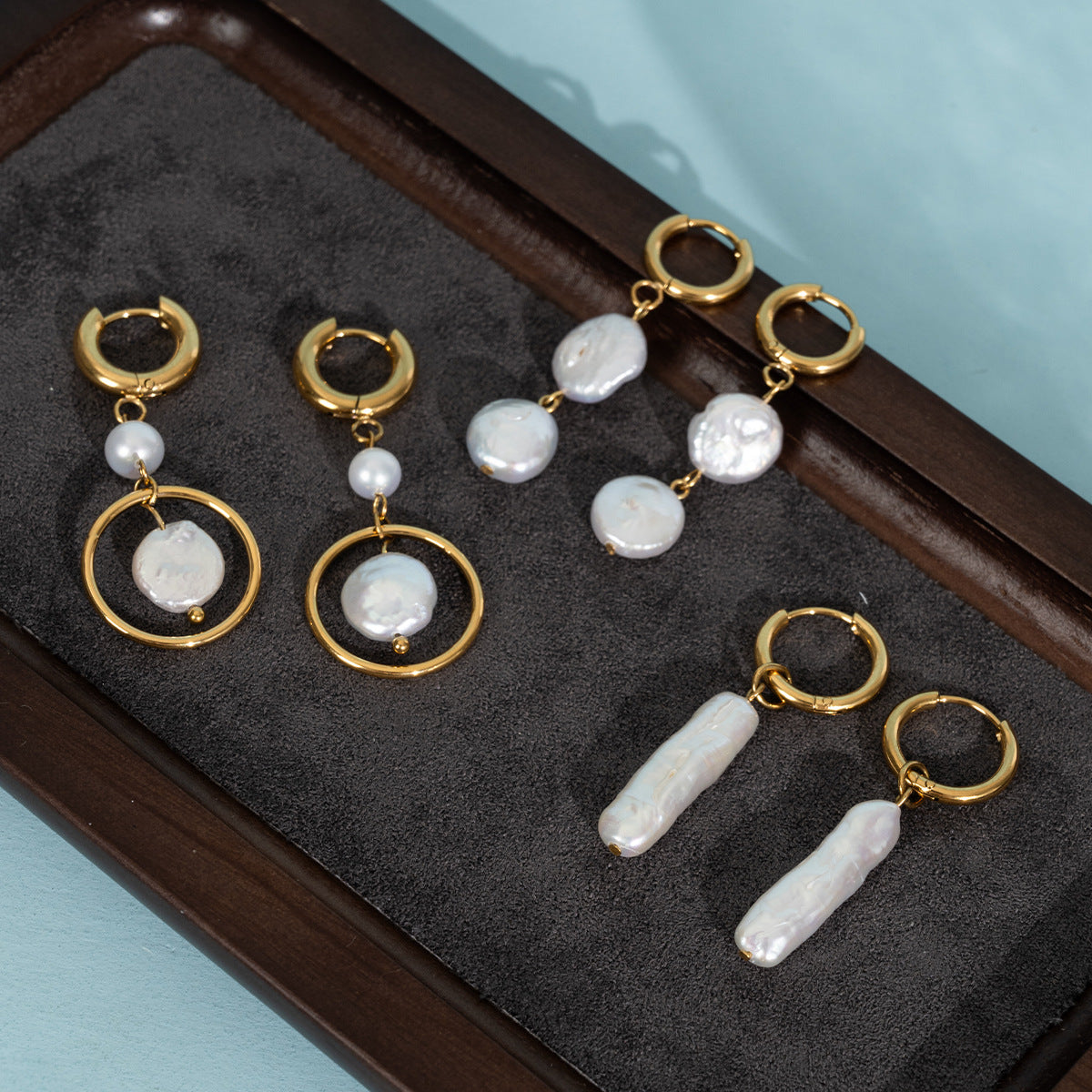 Freshwater Pearl Hoop Drop Earrings