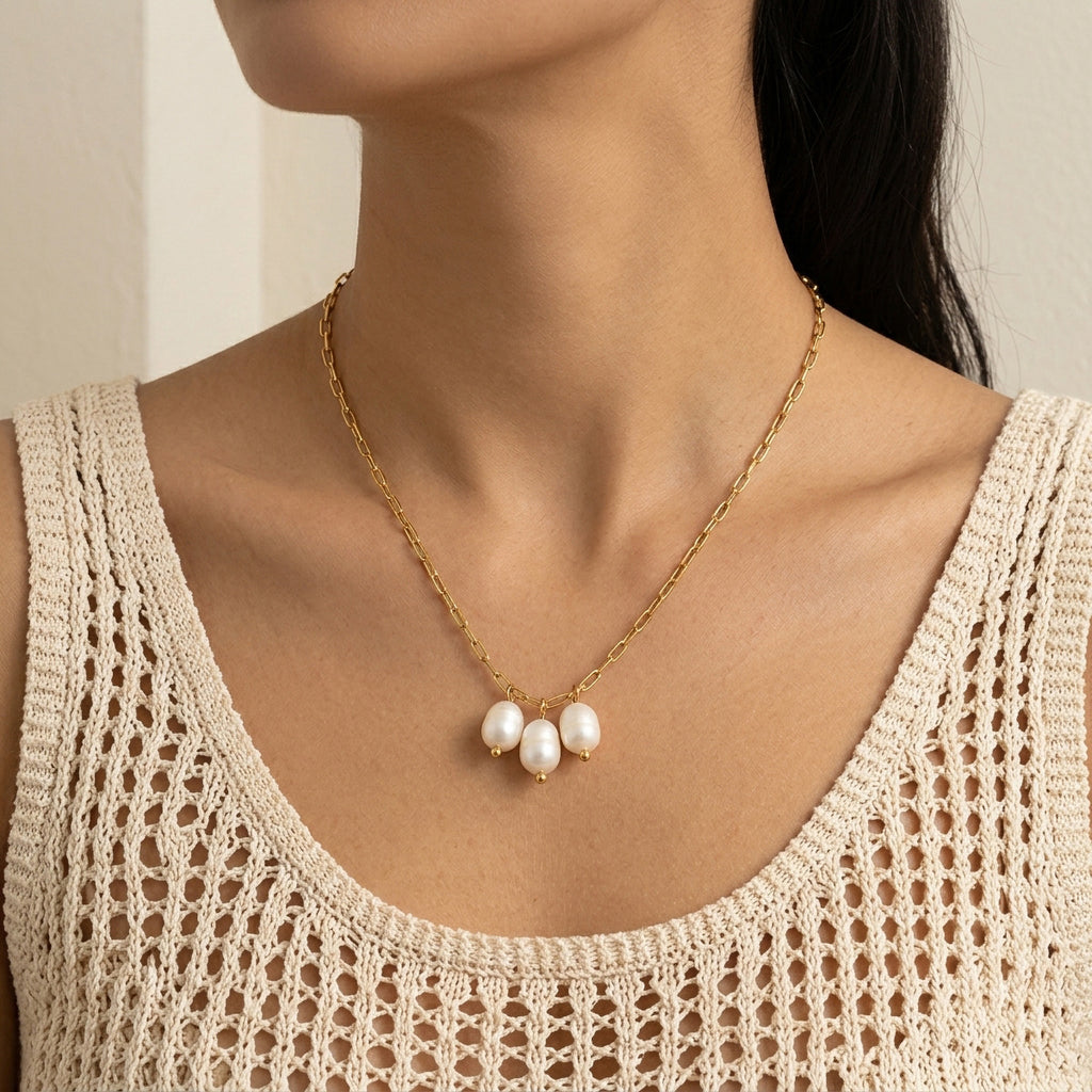 Freshwater Pearl Gold-Tone Chain Necklace