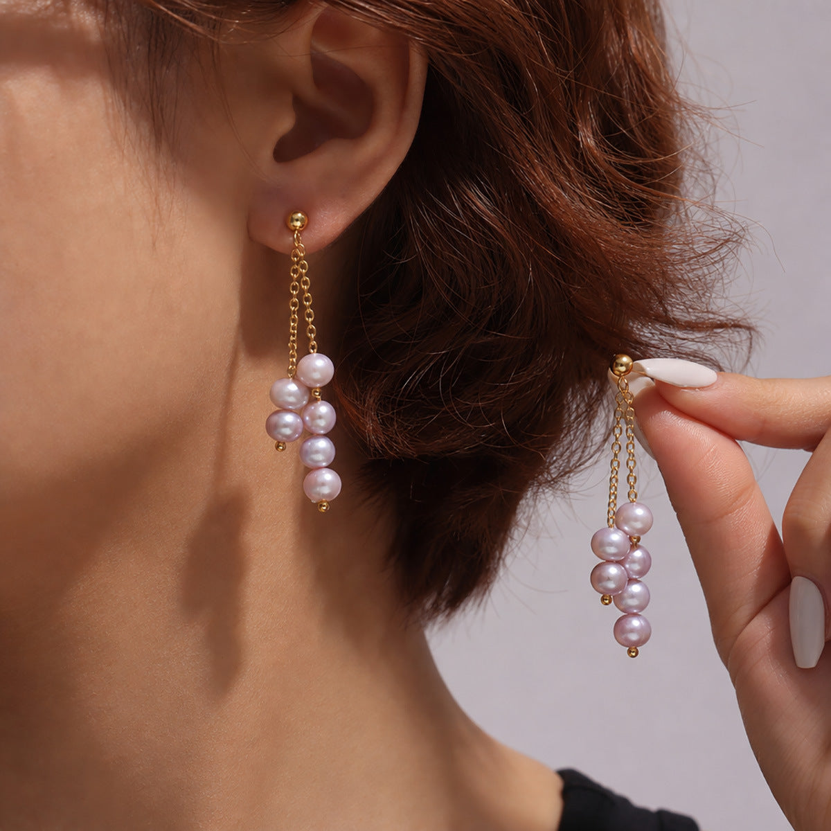 Freshwater Pearl & Coloured Stone Drop Earrings