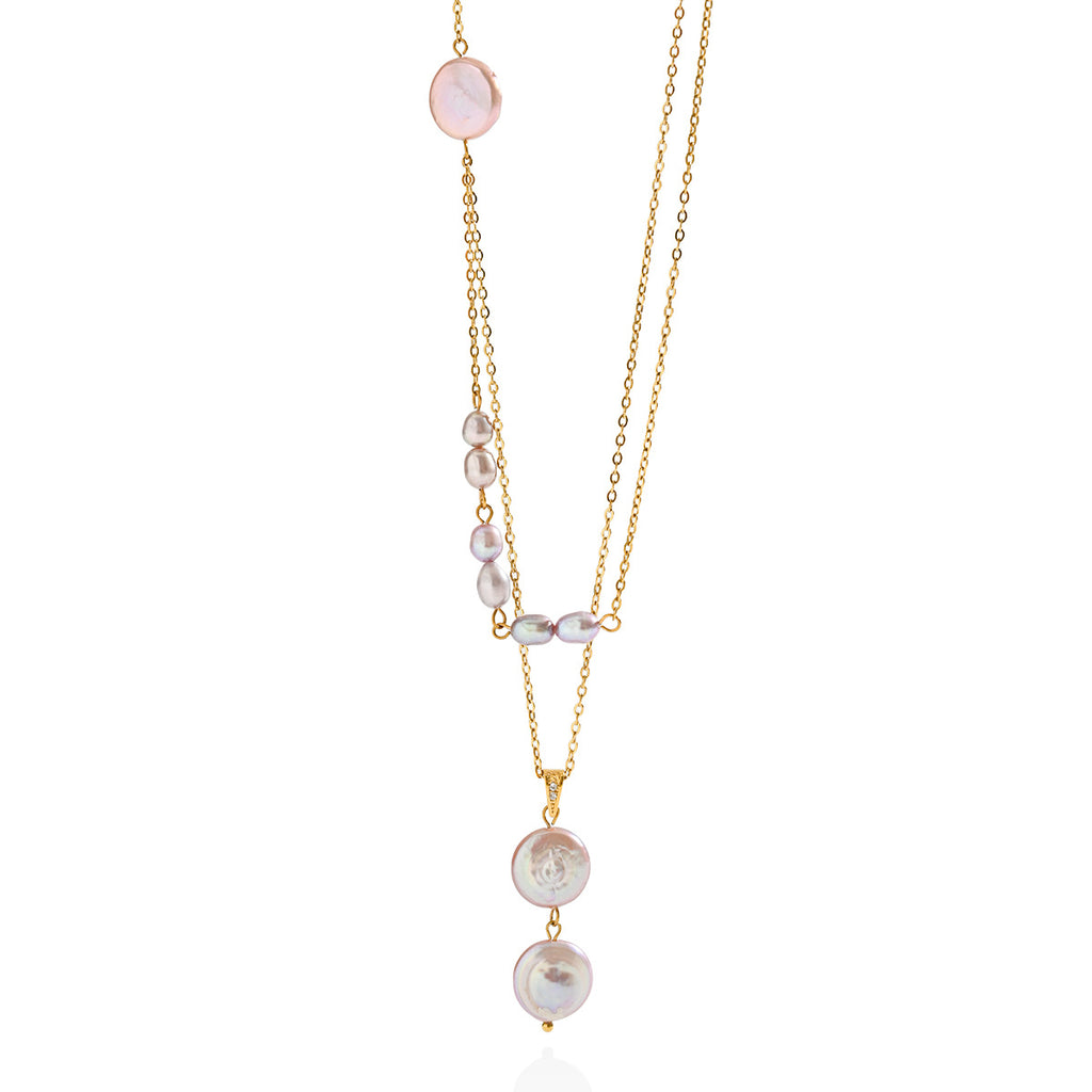 Freshwater Pearl Double-Layer Chain Necklace