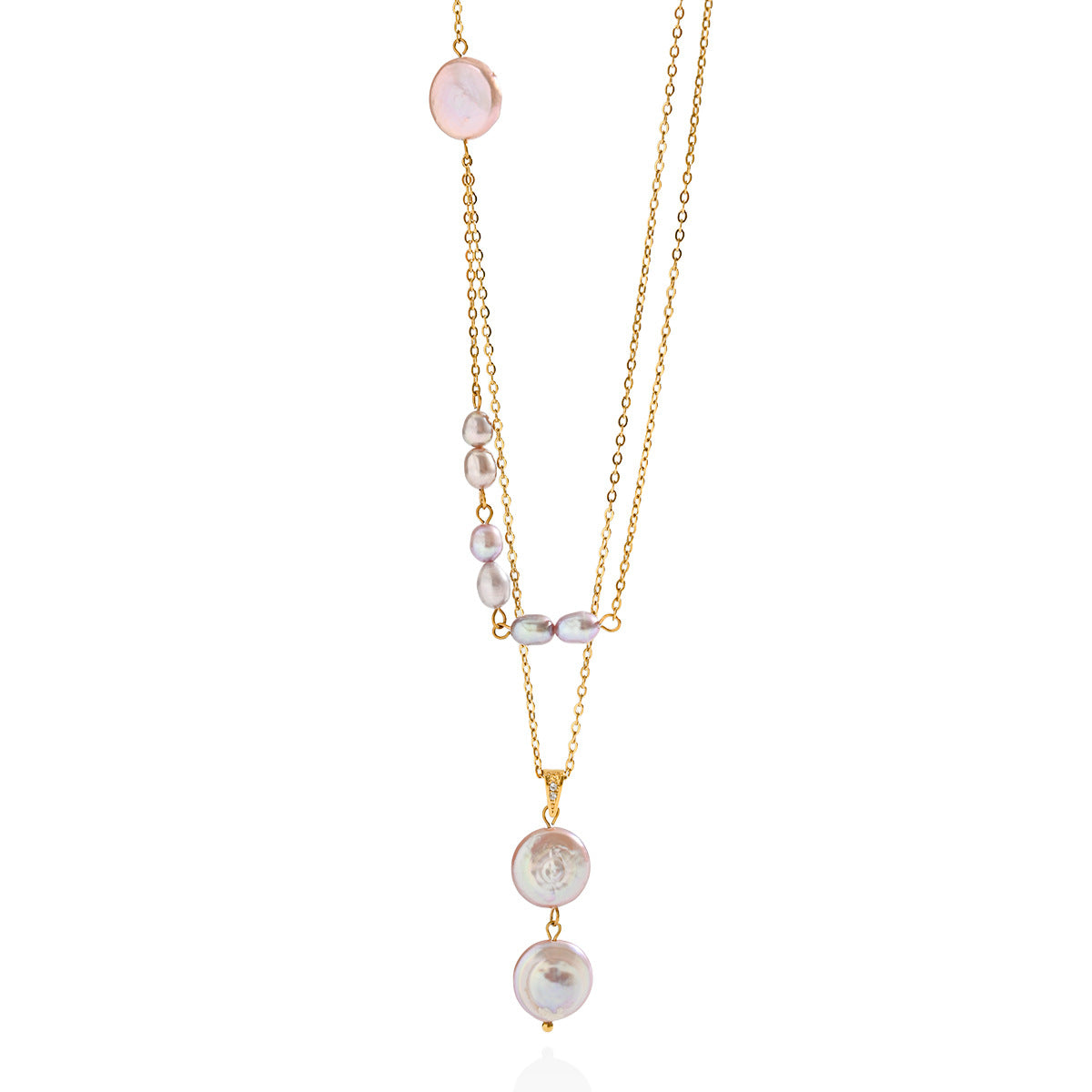 Freshwater Pearl Double-Layer Chain Necklace
