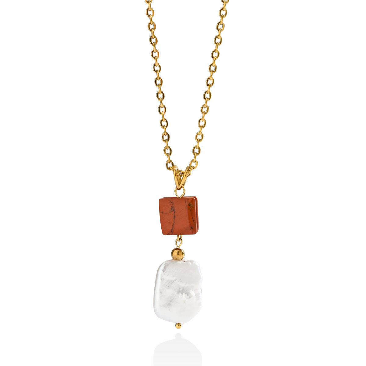 Freshwater Pearl & Coloured Stone Pendant Necklace