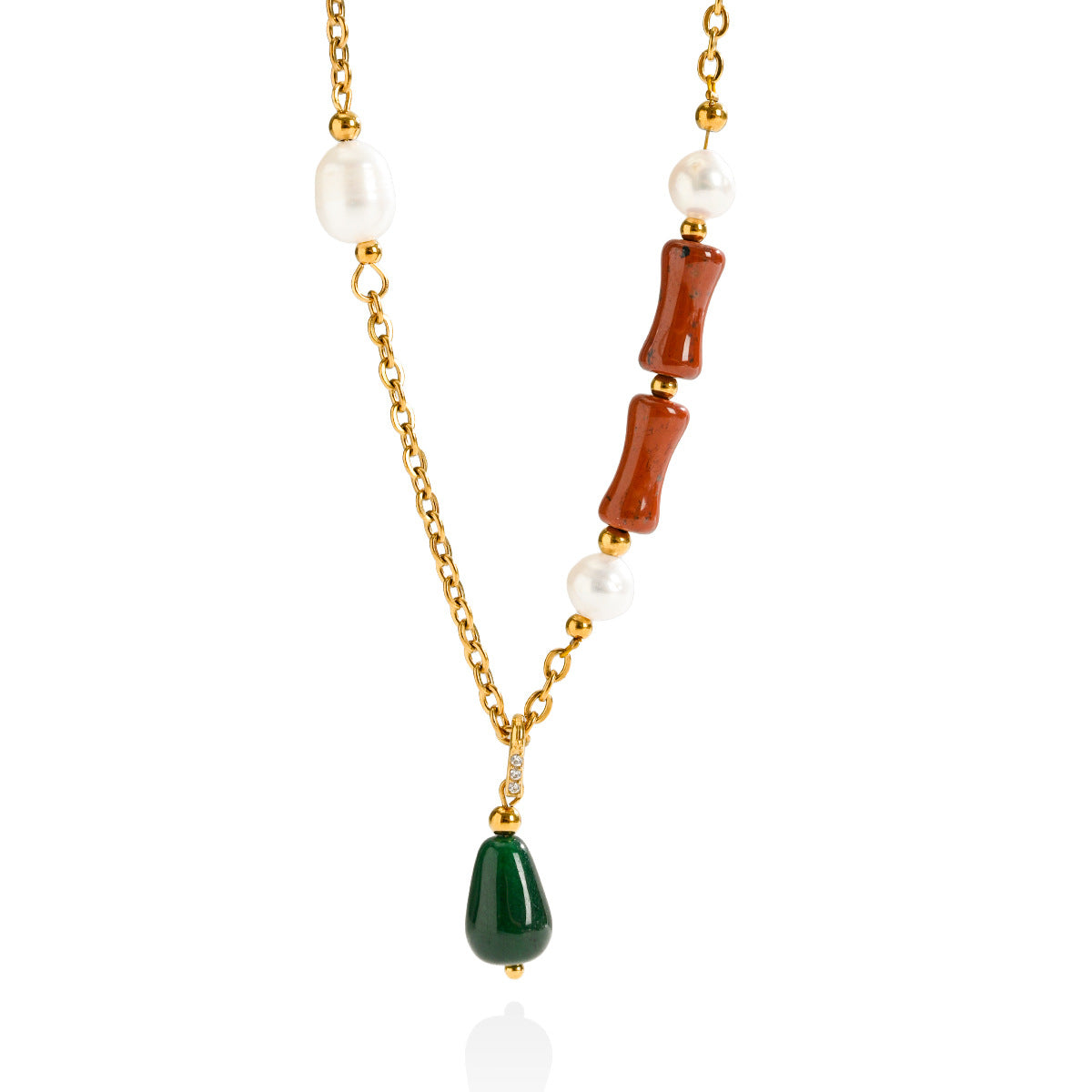 Freshwater Pearl & Natural Stone Pendant Necklace