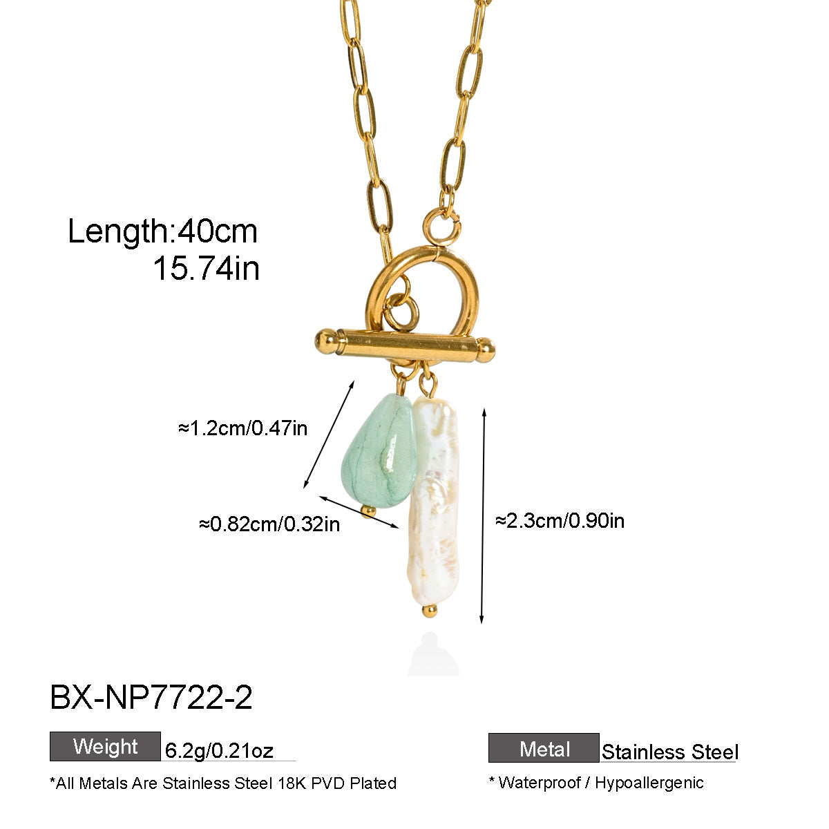 Freshwater Pearl Toggle Pendant Necklace - Purlstique