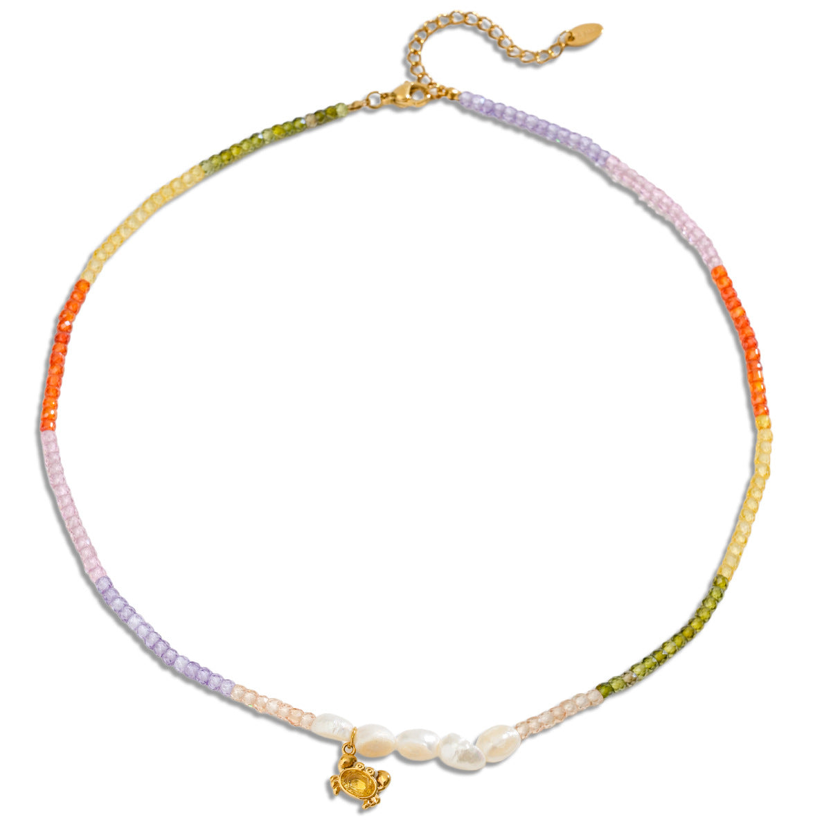 Freshwater Pearl & Colour Beaded Charm Necklace