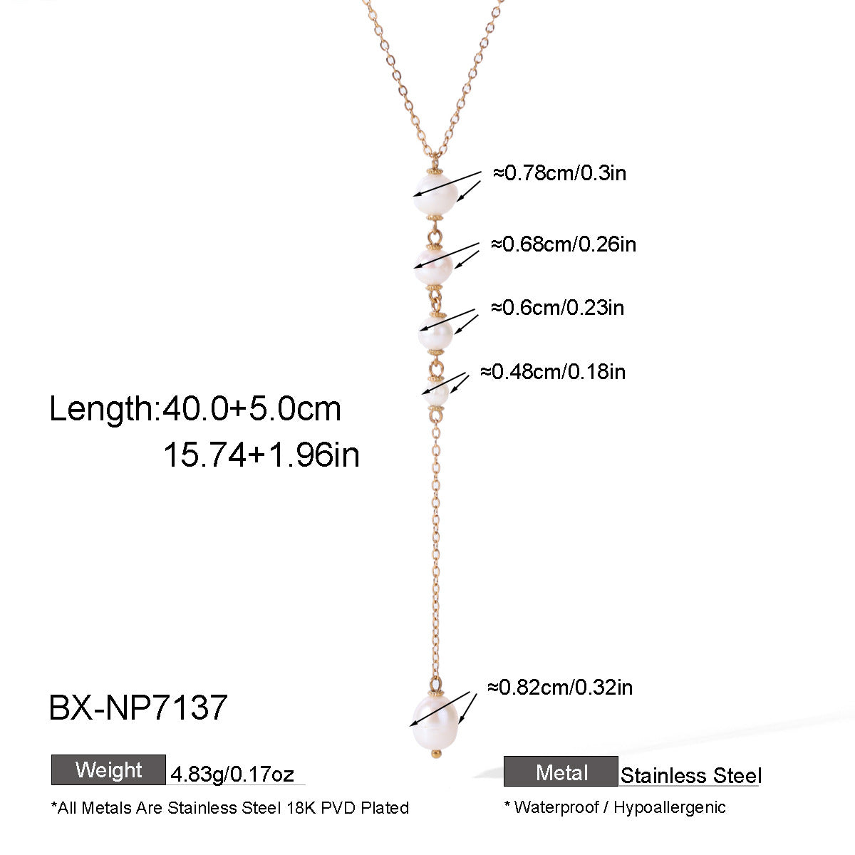 Freshwater Pearl Y-Drop Pendant Necklace