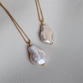 Iridescent Baroque Freshwater Pearl Pendant Necklace | 925 Silver Clasp | Gold Chain | Minimalist Luxury