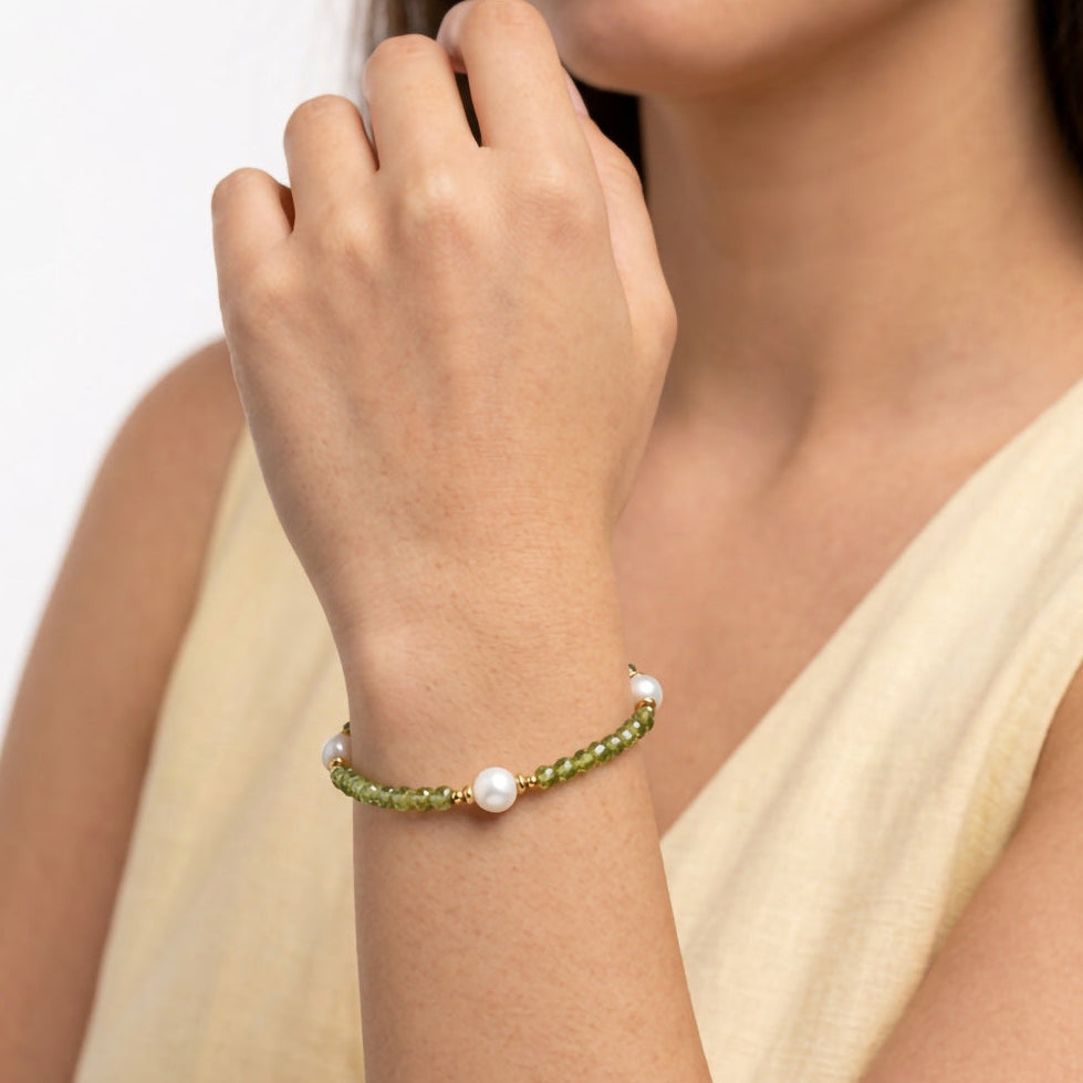 Freshwater Pearl & Coloured Zircon Bracelet
