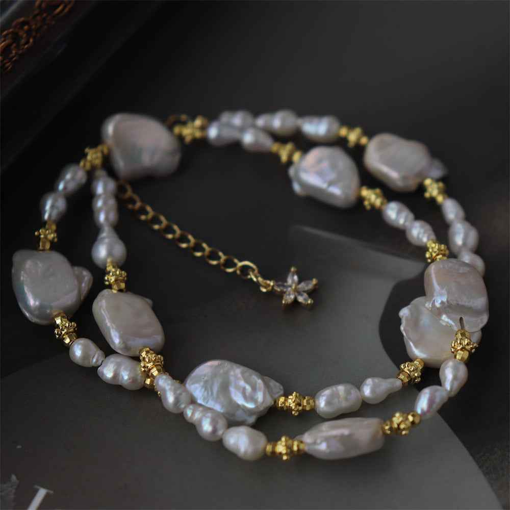 Cultured Pearl & Mother-of-Pearl Beaded Necklace | Vintage Inspired
