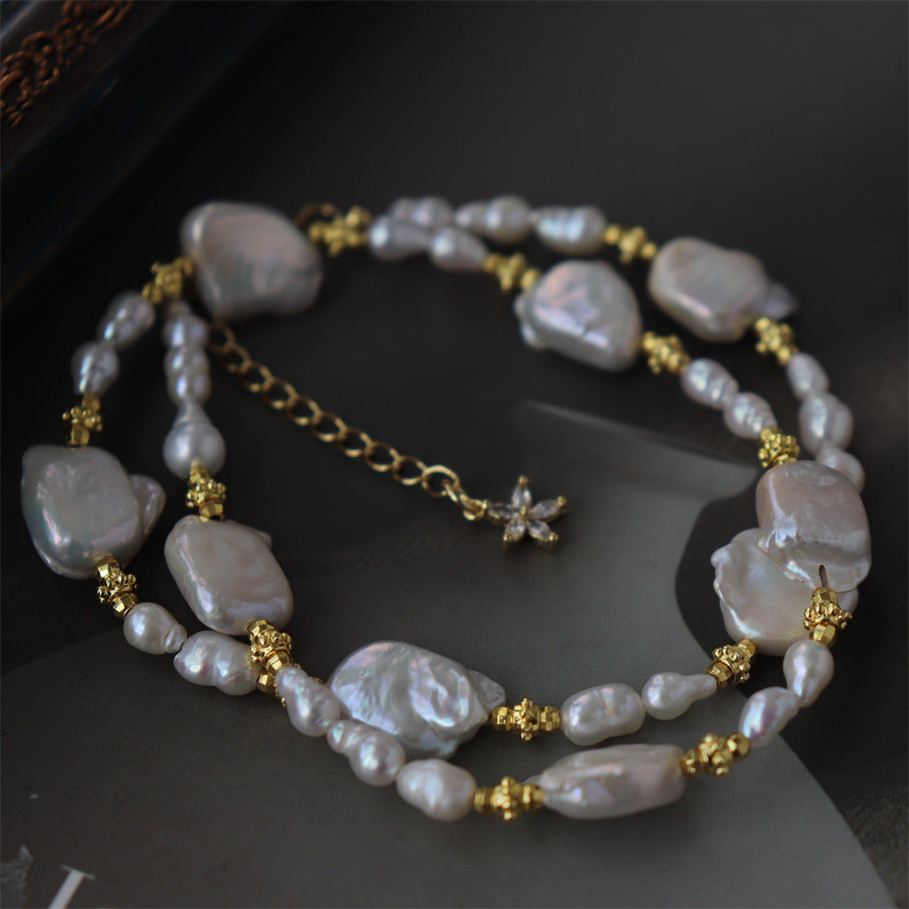 Cultured Pearl & Mother-of-Pearl Beaded Necklace | Vintage Inspired