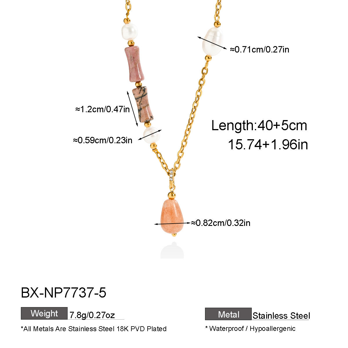 Freshwater Pearl & Natural Stone Pendant Necklace - Purlstique