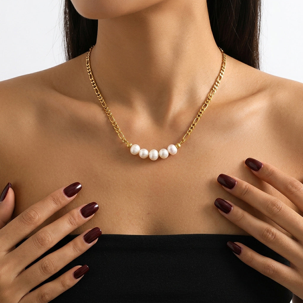 Freshwater Pearl Gold-Tone Chain Necklace