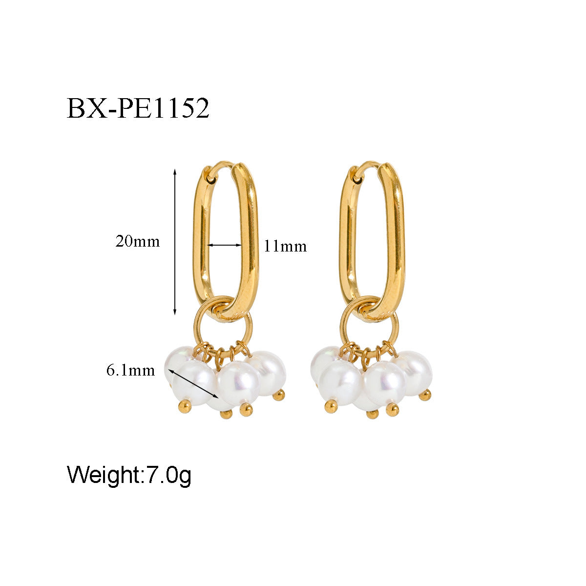 Freshwater Pearl Drop Earrings in 18K Gold-Plated Stainless Steel - Purlstique