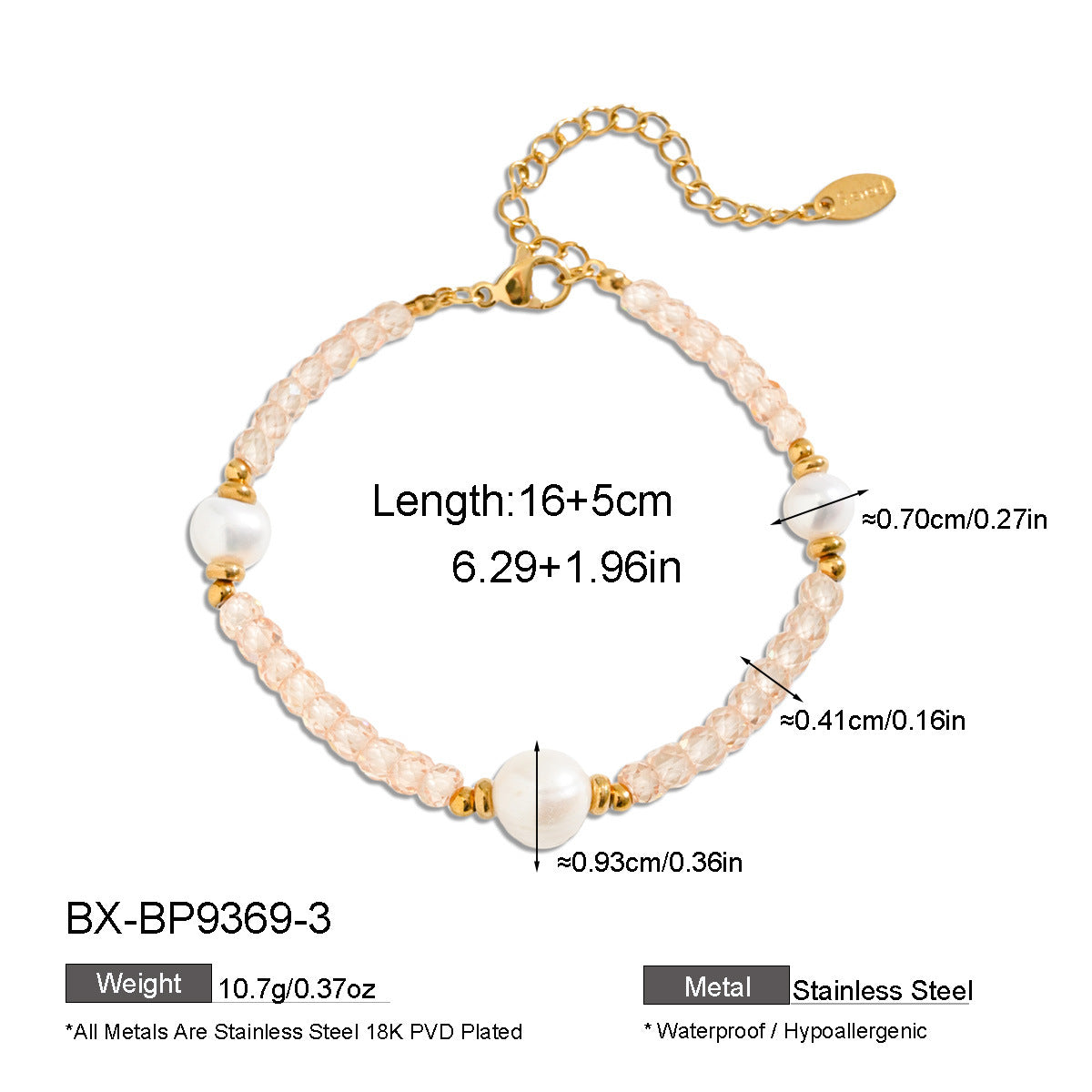 Freshwater Pearl & Coloured Zircon Bracelet - Purlstique
